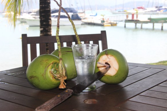 Deliciosa água do coco colhido durante a caminhada.